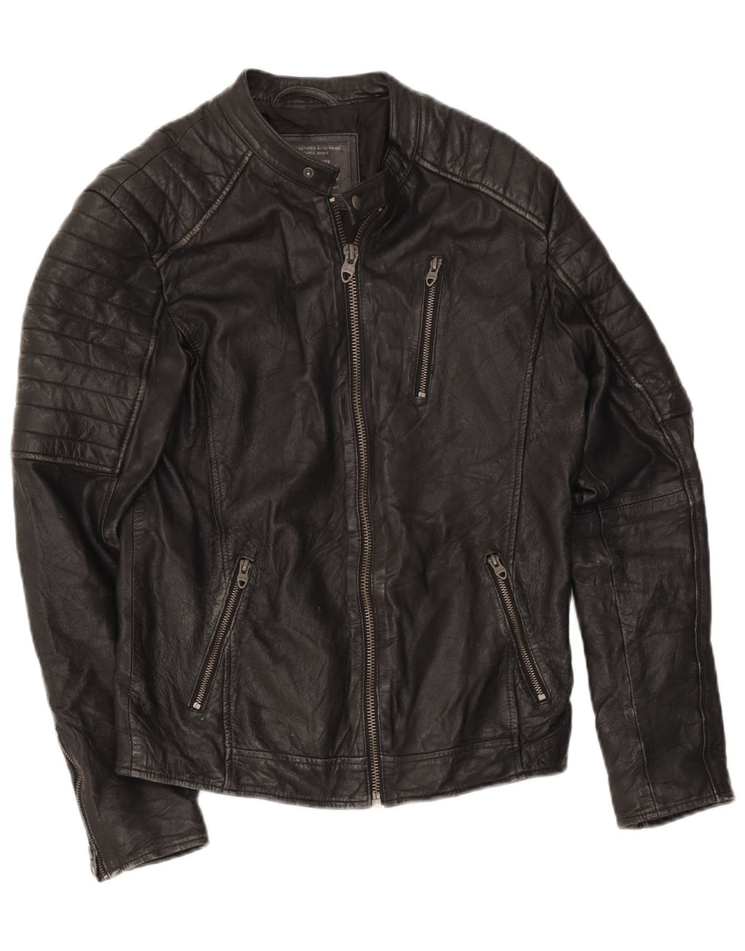 Jack & Jones Veste de course en cuir pour homme UK 36 Small Noir