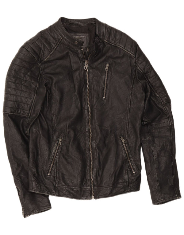 Jack & Jones Veste de course en cuir pour homme UK 36 Small Noir