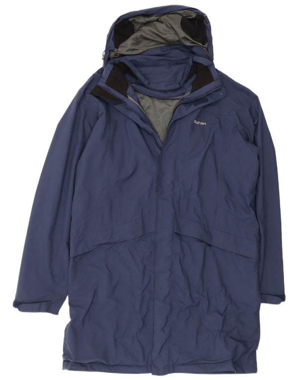 Rohan Manteau imperméable à capuche pour homme UK 40 Large Bleu marine Polyamide
