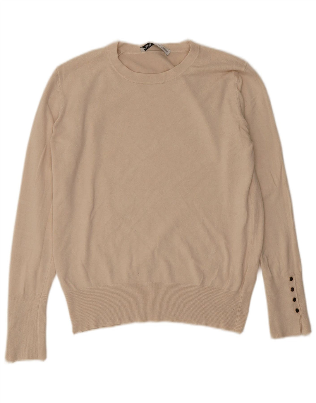 Zara Pull à col rond pour femme UK 12 Beige moyen