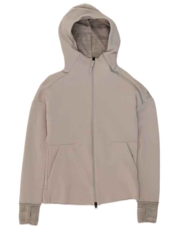 Adidas Pull à capuche zippé pour femme UK 6 XS Gris