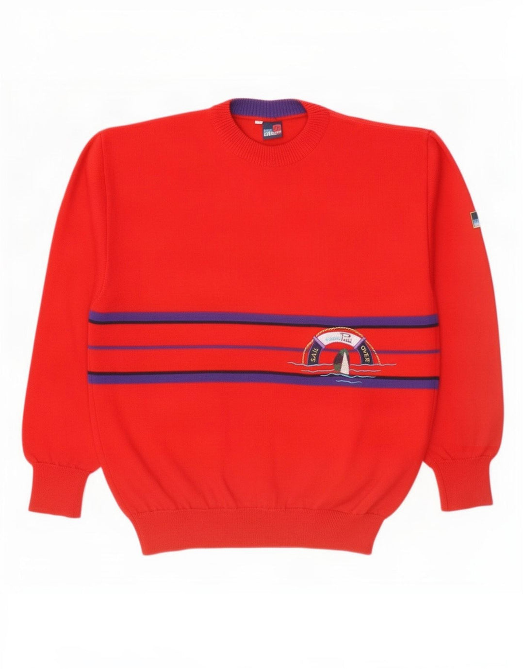 Evan Pull Pull à col rond pour homme XL en laine rayée rouge