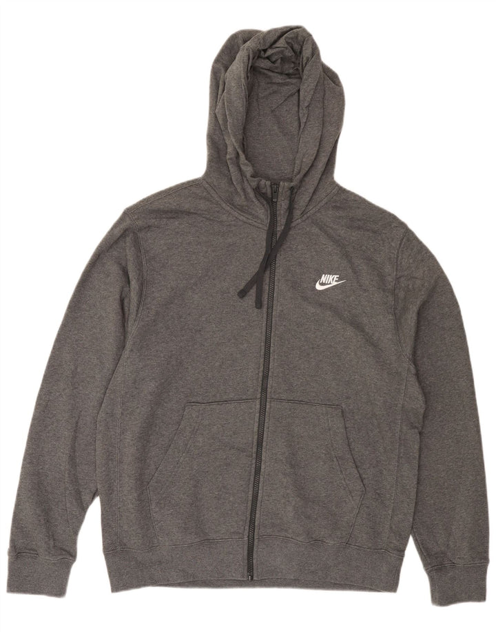 NIKE Pull à capuche zippé pour homme en coton moucheté gris moyen