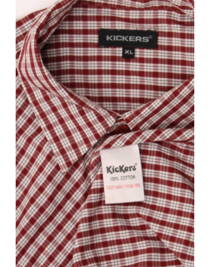 Kickers Chemise à manches courtes pour homme XL en coton à carreaux bordeaux