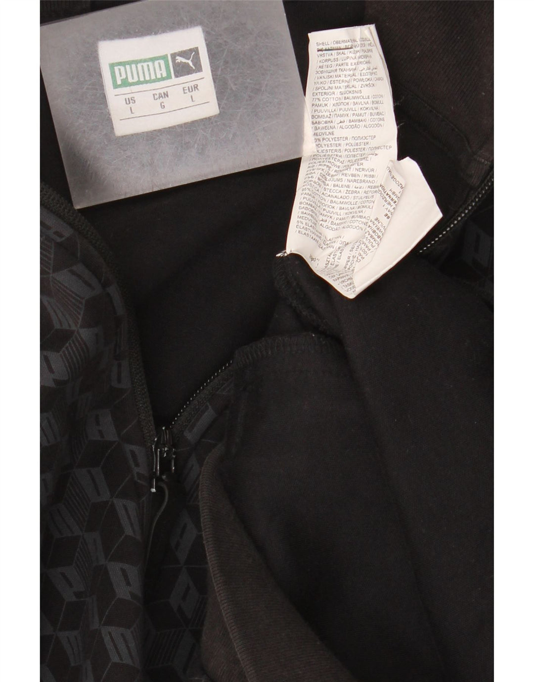 Puma Veste de survêtement graphique pour homme en coton géométrique Noir Taille L