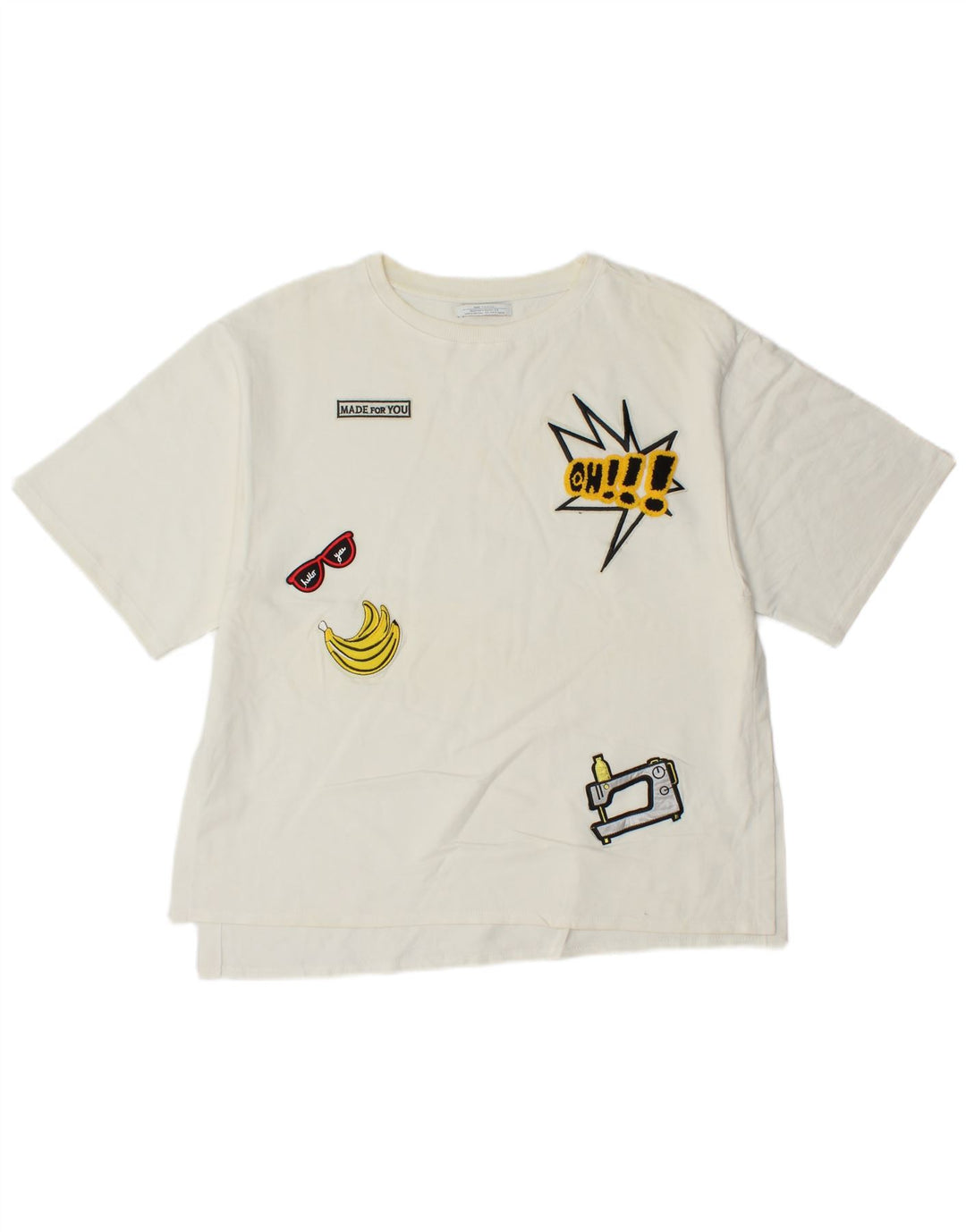 ZARA Womens Oversized Graphic T-Shirt Top UK 10 Small White