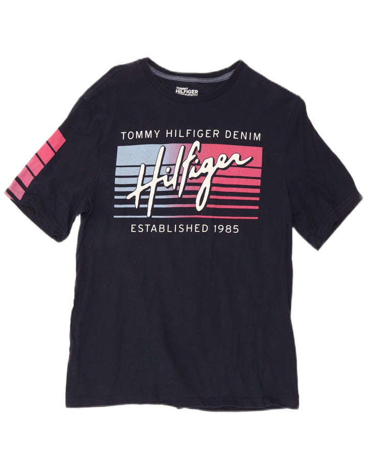 Tommy Hilfiger T-Shirt Graphique Homme Petit Bleu Marine Coton