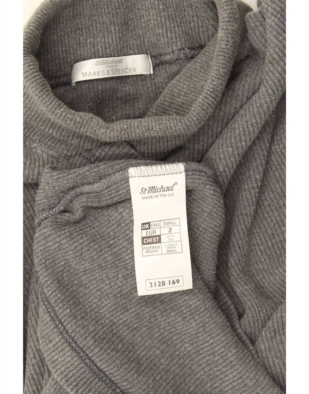 Marks & Spencer Haut à col roulé pour homme à manches longues en coton gris Taille S