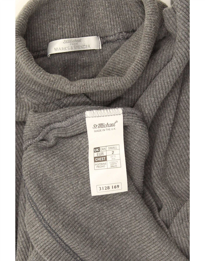 Marks & Spencer Haut à col roulé pour homme à manches longues en coton gris Taille S