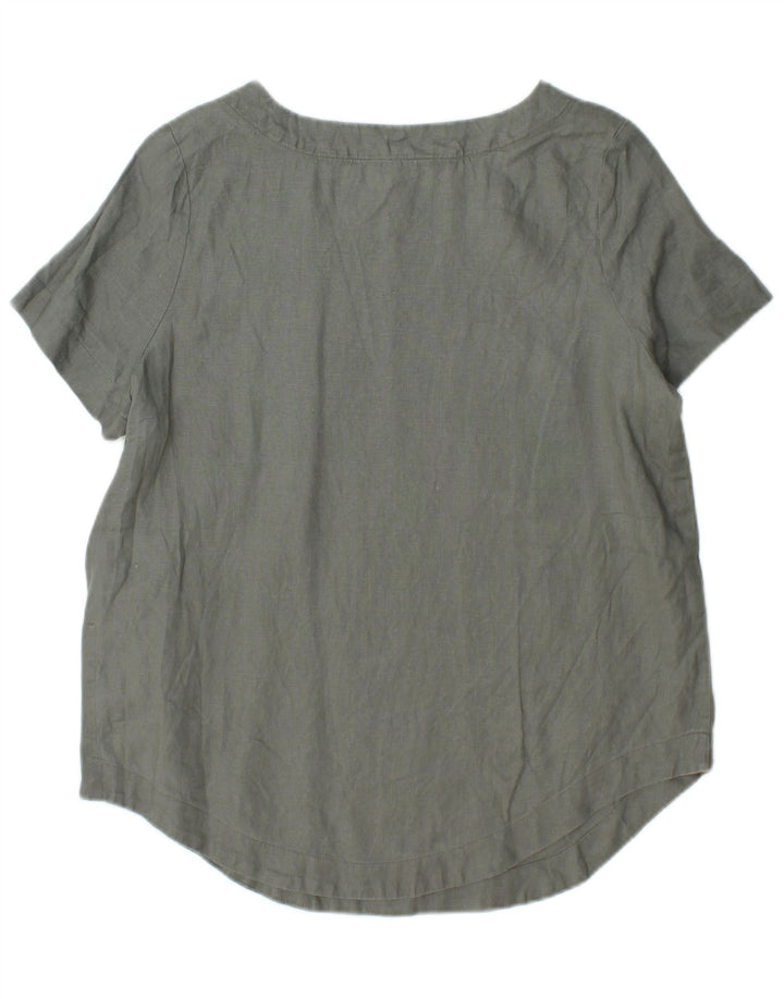 JOULES Womens Longline Oversized Blouse Top UK 8 Small Khaki Linen