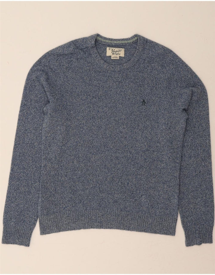 PENGUIN Womens Crew Neck Jumper Sweater UK 14 Medium Blue Lambswool Vintage Penguin and Second-Hand Penguin from Messina Hembry 