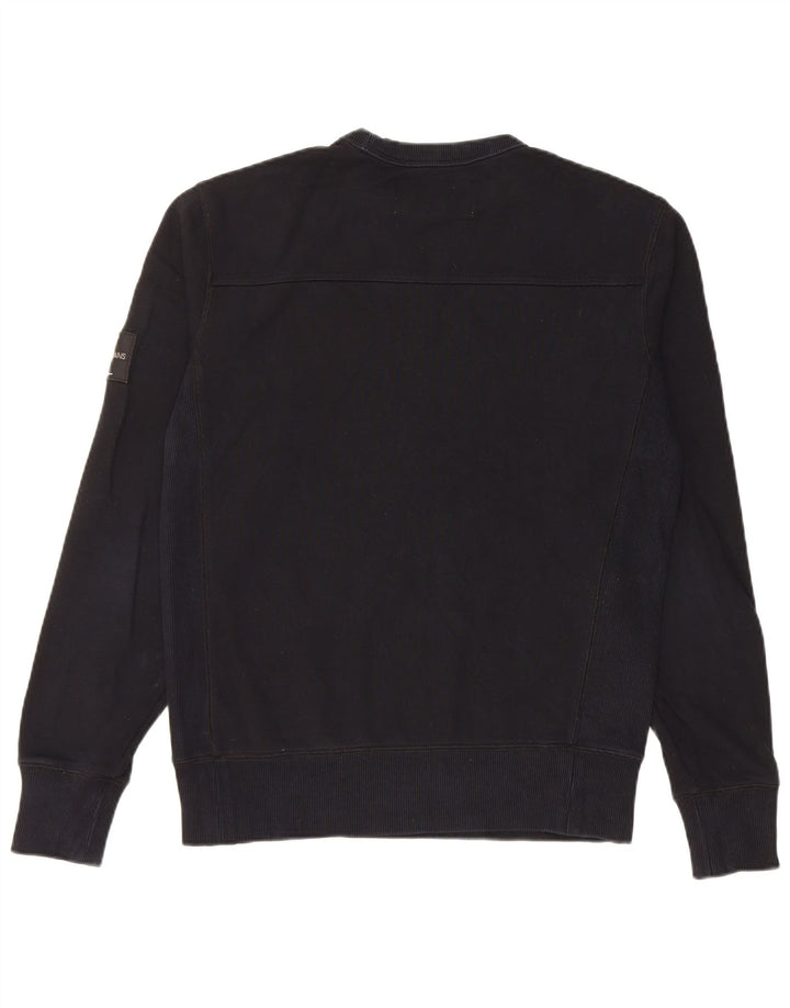 Calvin Klein Sweat-shirt graphique coupe régulière pour hommes, petit coton noir