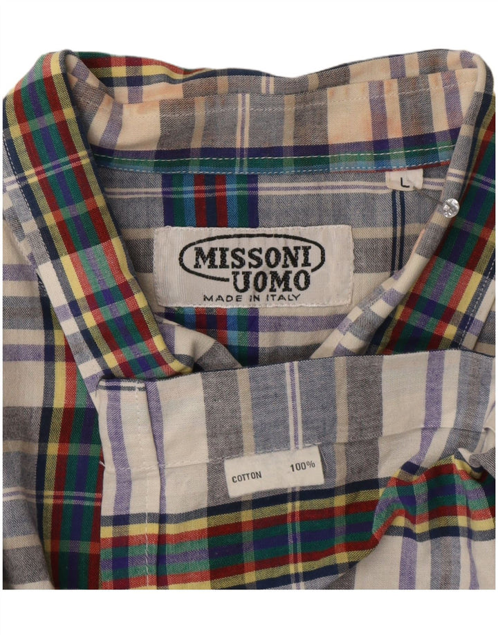 Missoni Chemise à manches courtes pour homme en coton à carreaux bleus