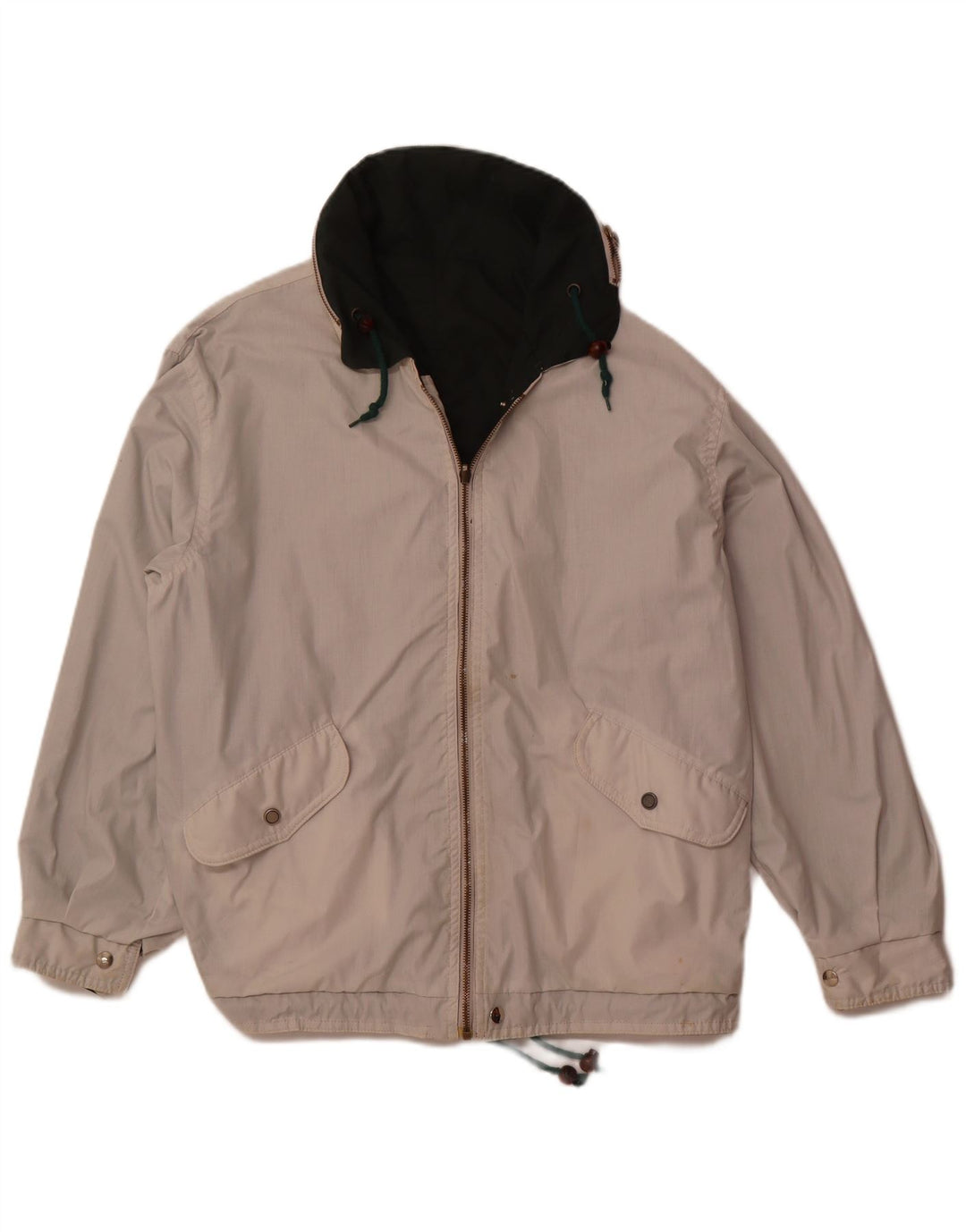 Starring Veste réversible à capuche coupe ample pour homme UK 38 en coton beige moyen