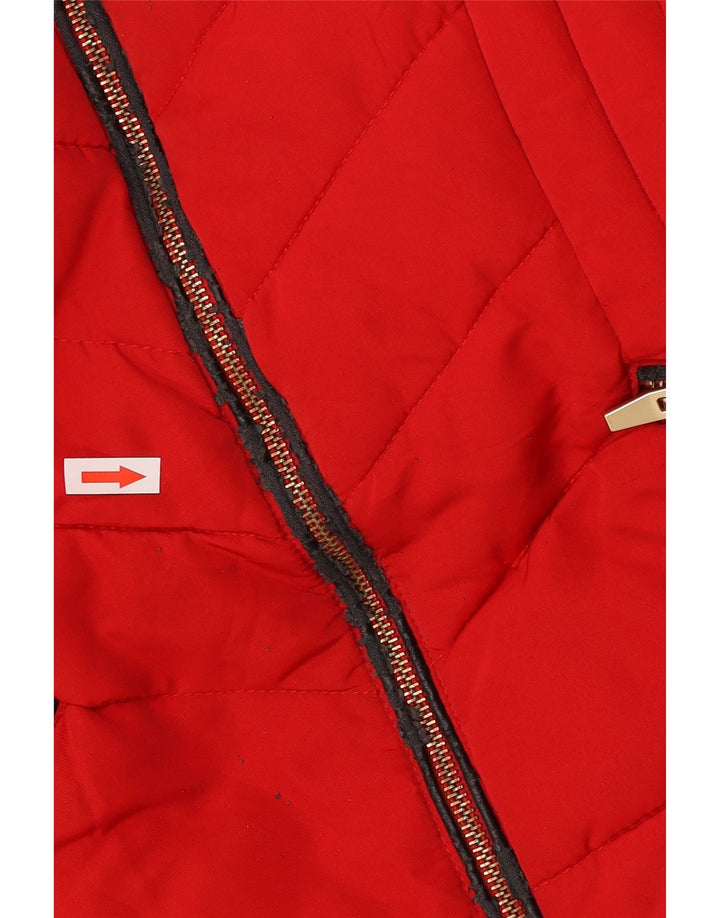 Zara Veste matelassée à capuche pour femme UK 6 XS Rouge Polyester