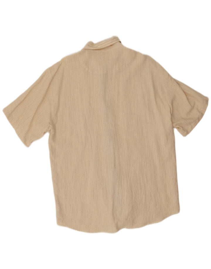vintage Chemise à manches courtes pour hommes XL Beige Rayé