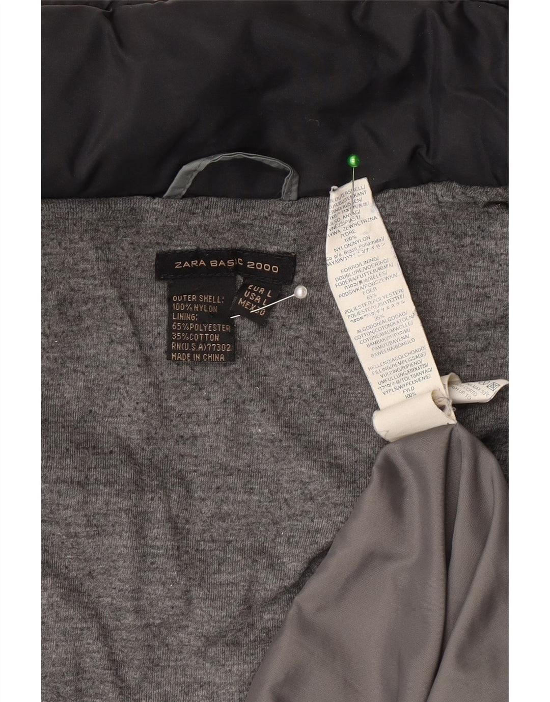 Zara Manteau rembourré pour femme UK 14 Large Nylon Noir