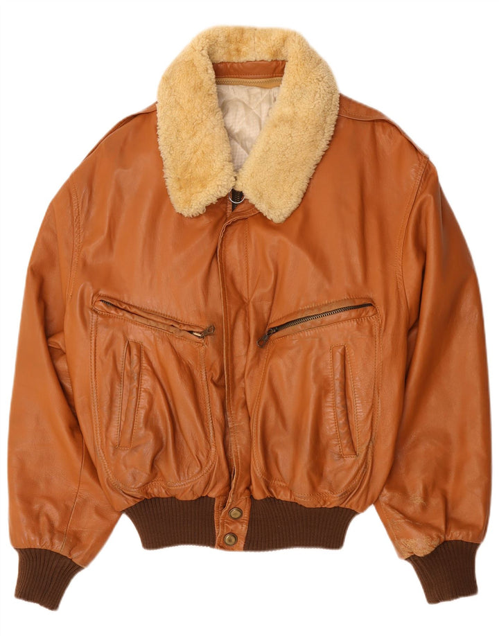 veste en cuir homme vintage UK 40 Grand Marron