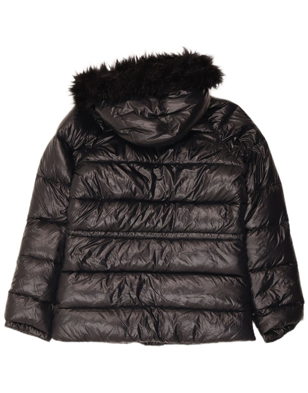 NIKE Womens Oversized Hooded Padded Jacket UK 6/8 XS Black Nylon