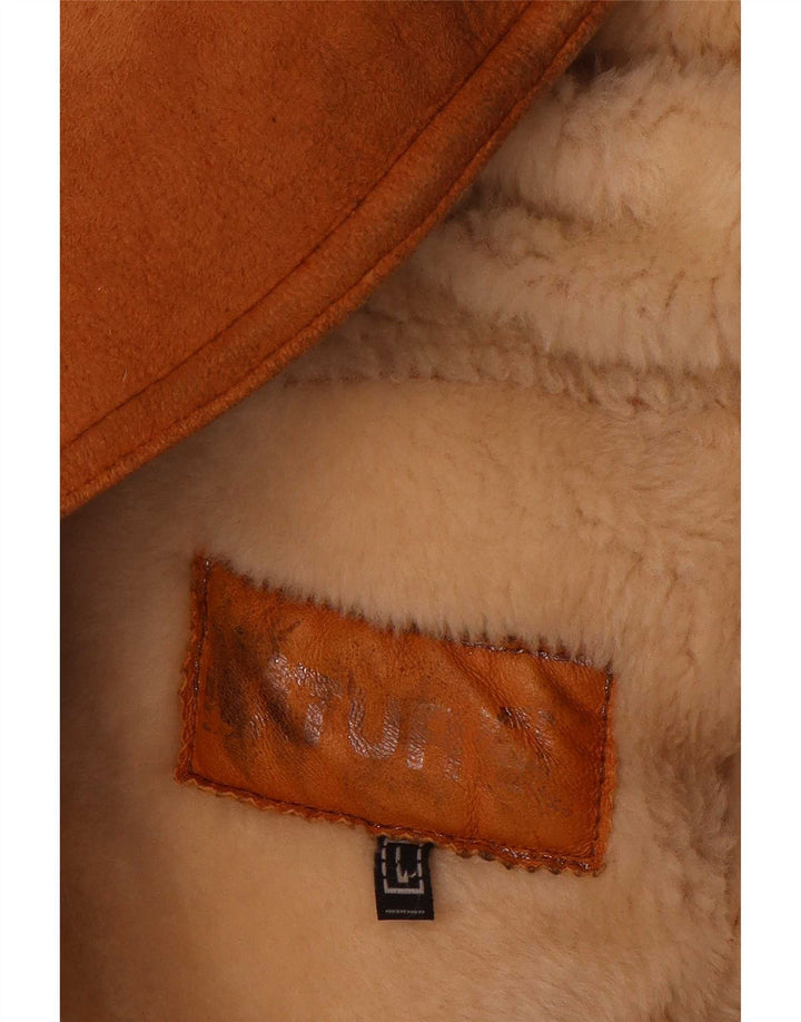 vintage Femmes Oversize Shearling Overcoat UK 16 Grand Beige