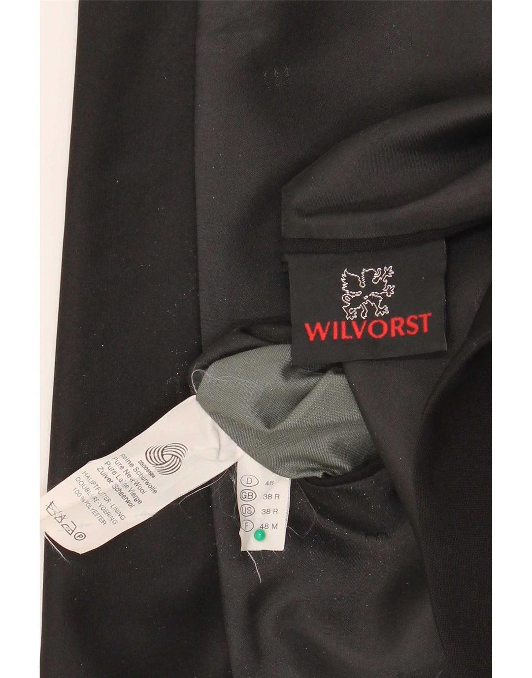 Wilvorst Veste blazer à 1 bouton pour homme UK 38 Noir moyen Laine vierge