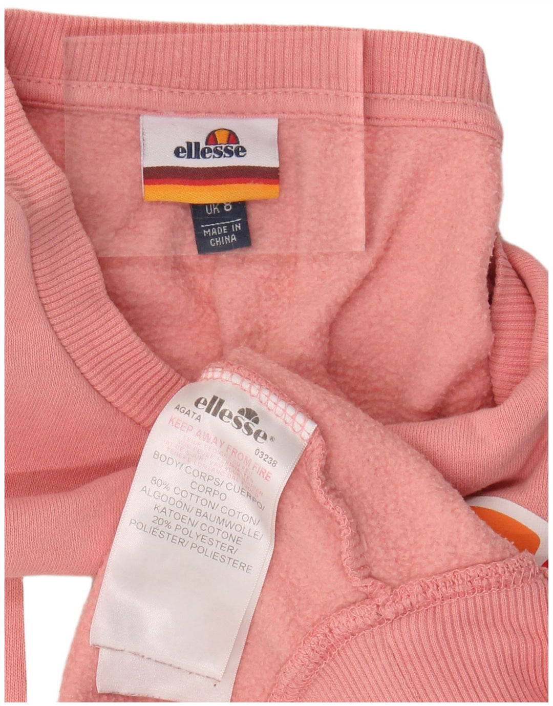 ELLESSE Sweat-shirt graphique surdimensionné pour femme UK 8 Petit coton rose