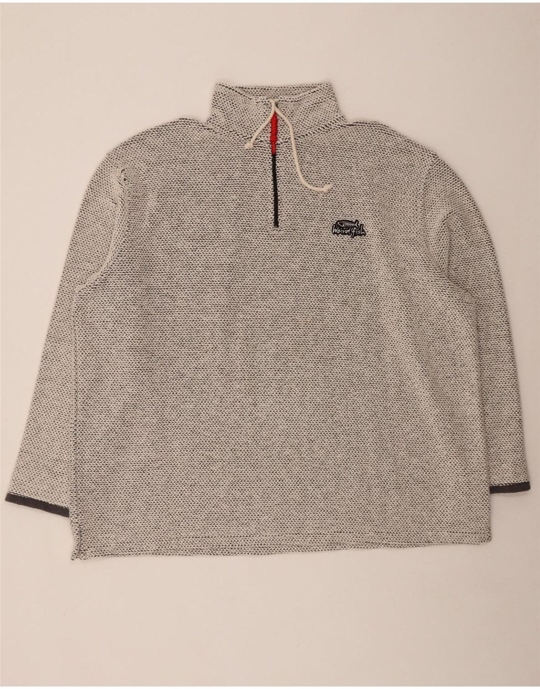 WEIRD FISH Sweat-shirt col zippé pour homme en coton gris 3XL