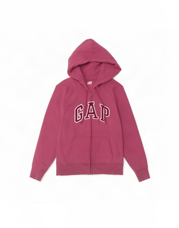 Gap Pull à capuche zippé graphique pour femme UK 10 Petit coton rose