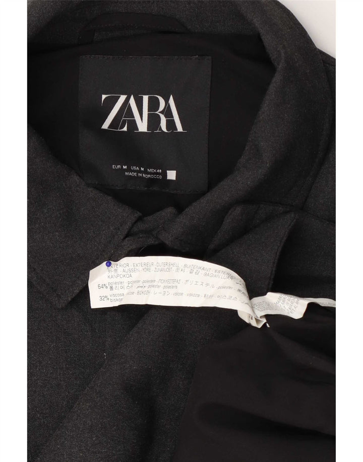 Zara Veste Bomber Homme UK 38 Gris Moyen Polyester