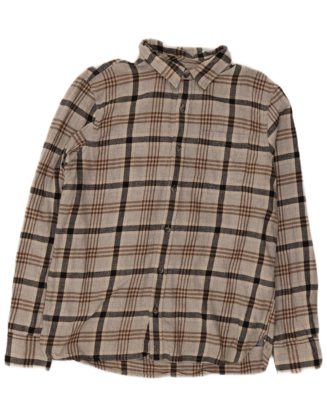 Fat Face Chemise en flanelle pour homme, coupe régulière, grand coton à carreaux gris