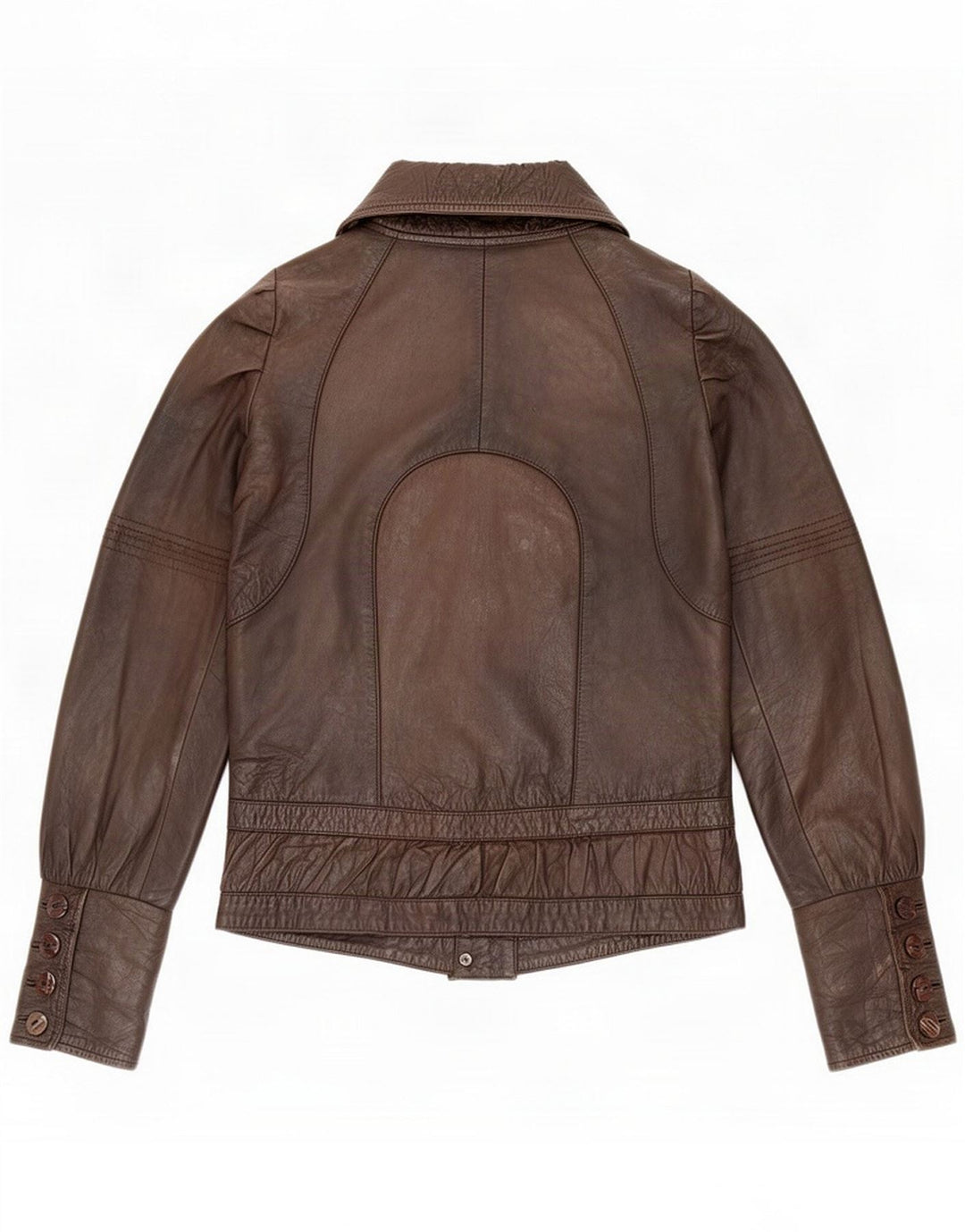 Veste en cuir Numph pour femme UK 8 Small Brown Classic