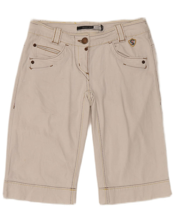 Sportmax Short en jean pour femme UK 8 Small W27 Blanc Coton
