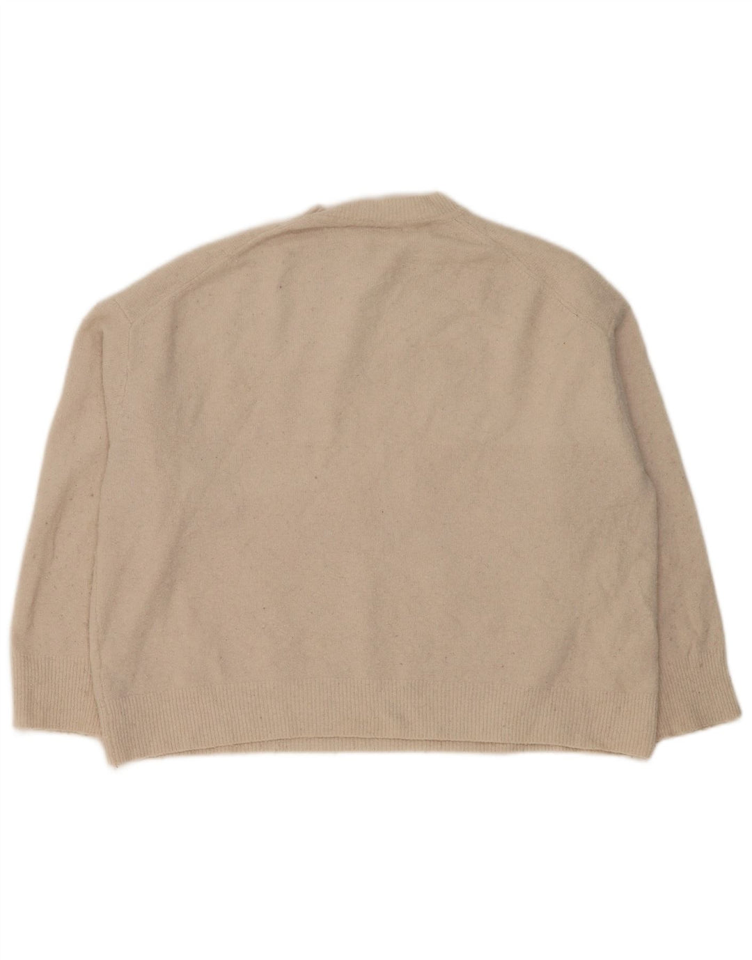 Zara Pull court surdimensionné à col rond pour femme UK 14 Beige moyen