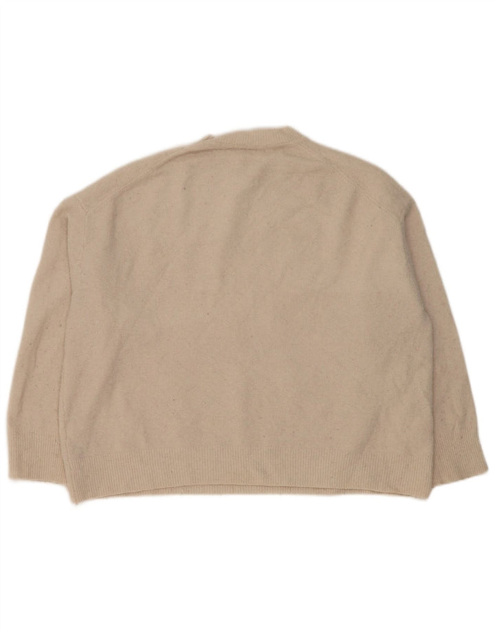 Zara Pull court surdimensionné à col rond pour femme UK 14 Beige moyen