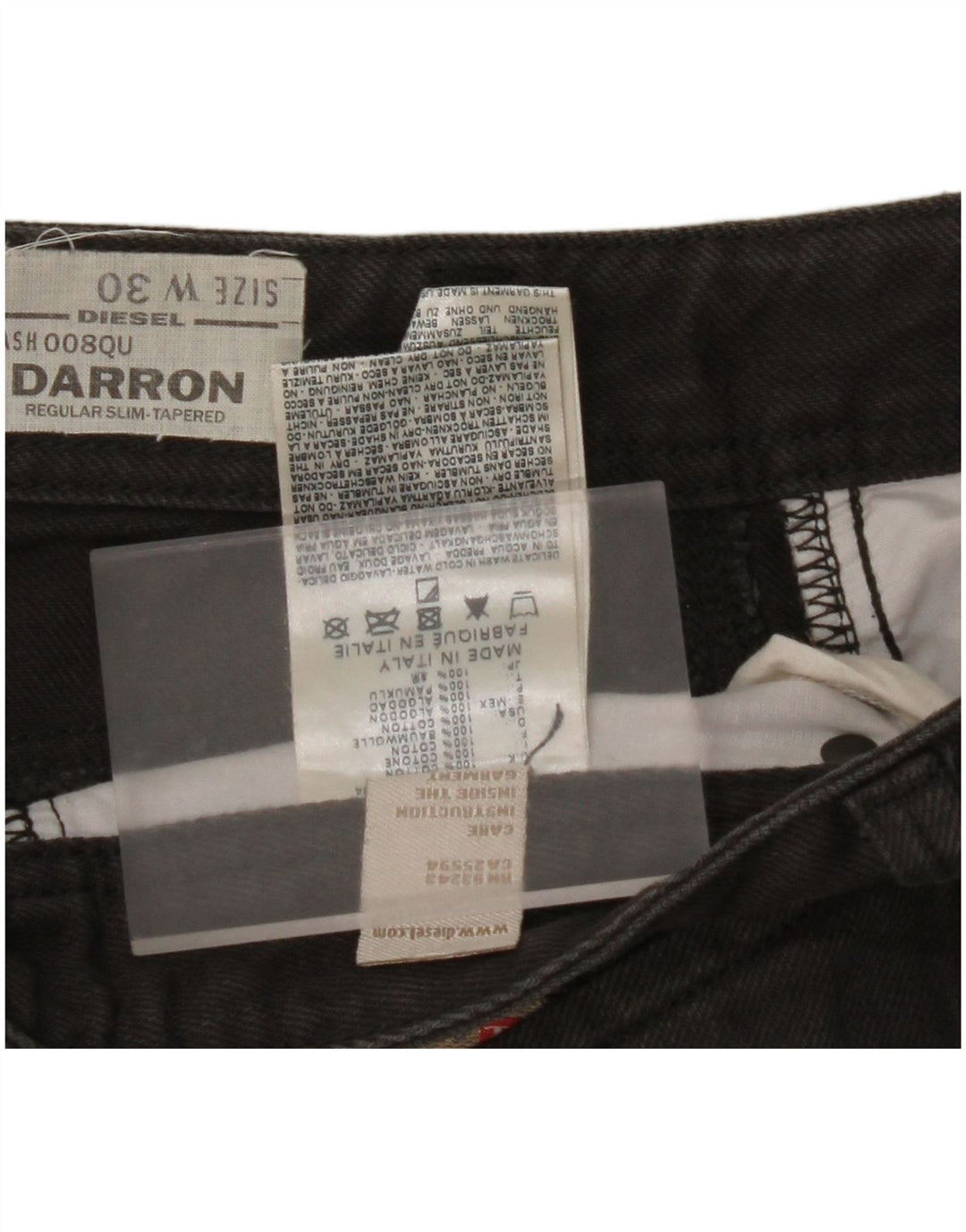 DIESEL Jean Darron Regular Slim Fuselé W30 L28 Homme Coton Noir