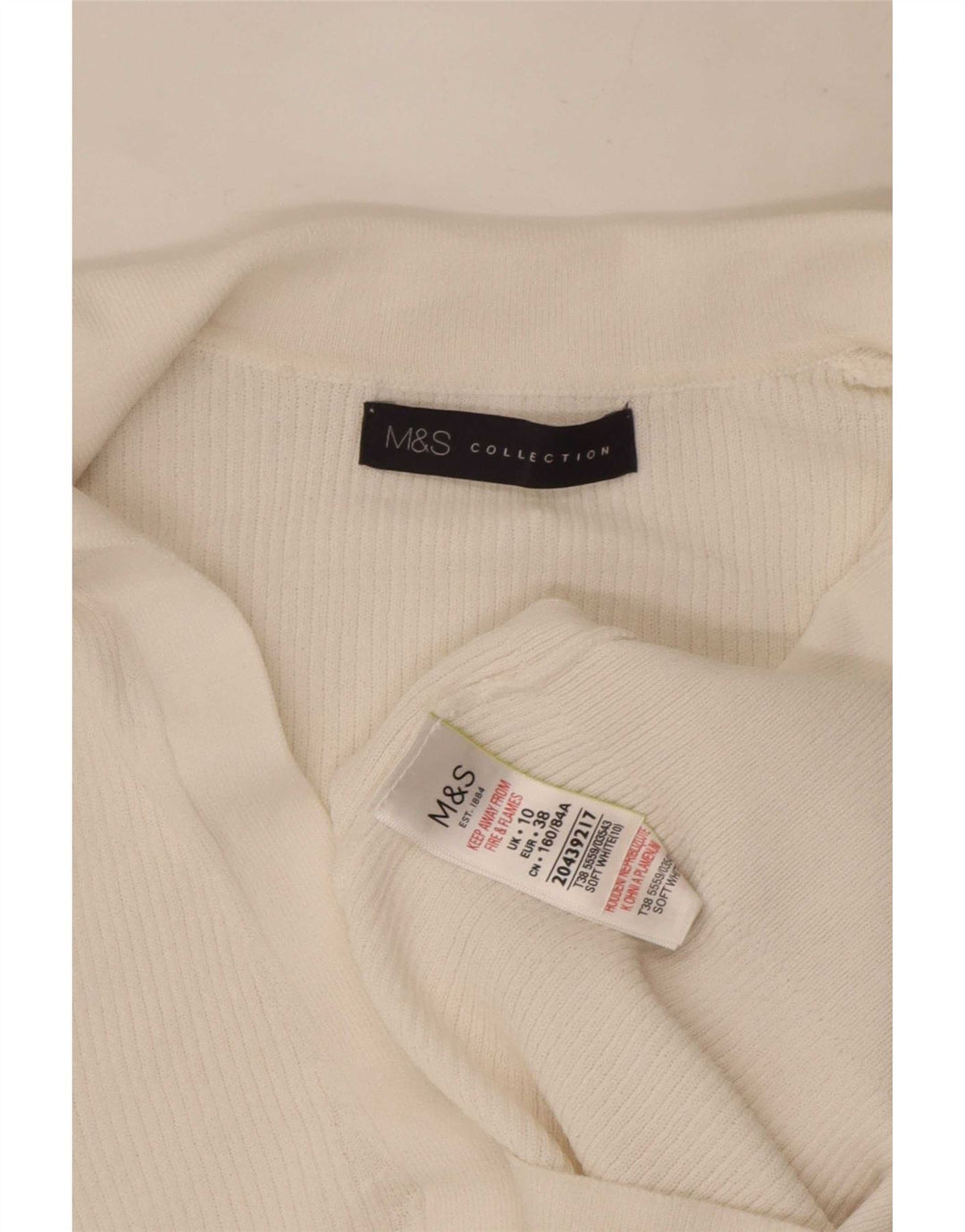 Marks & Spencer Polo Femme UK 10 Petit Viscose Blanc