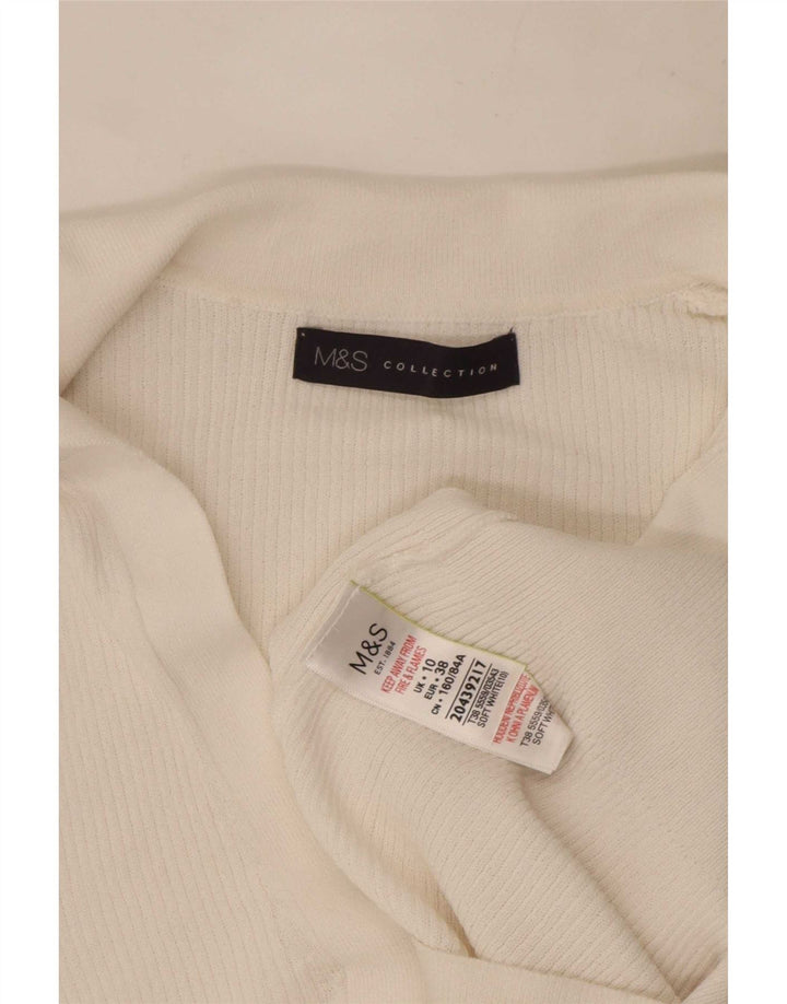 Marks & Spencer Polo Femme UK 10 Petit Viscose Blanc
