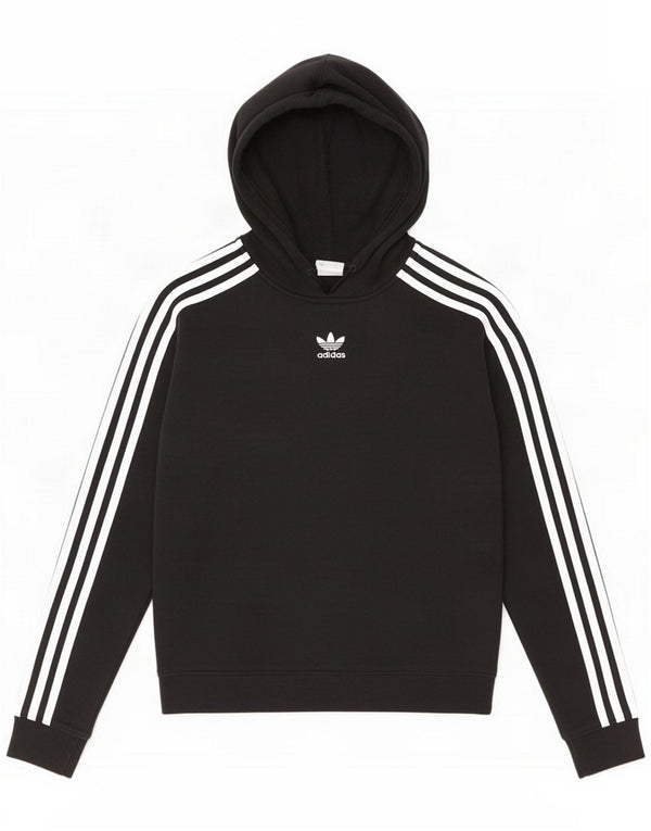 Adidas Womens Crop Hoodie Jumper UK 8 Small Black Cotton