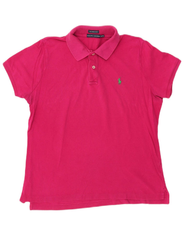 RALPH LAUREN Polo skinny pour femme UK 18 XL Coton rose