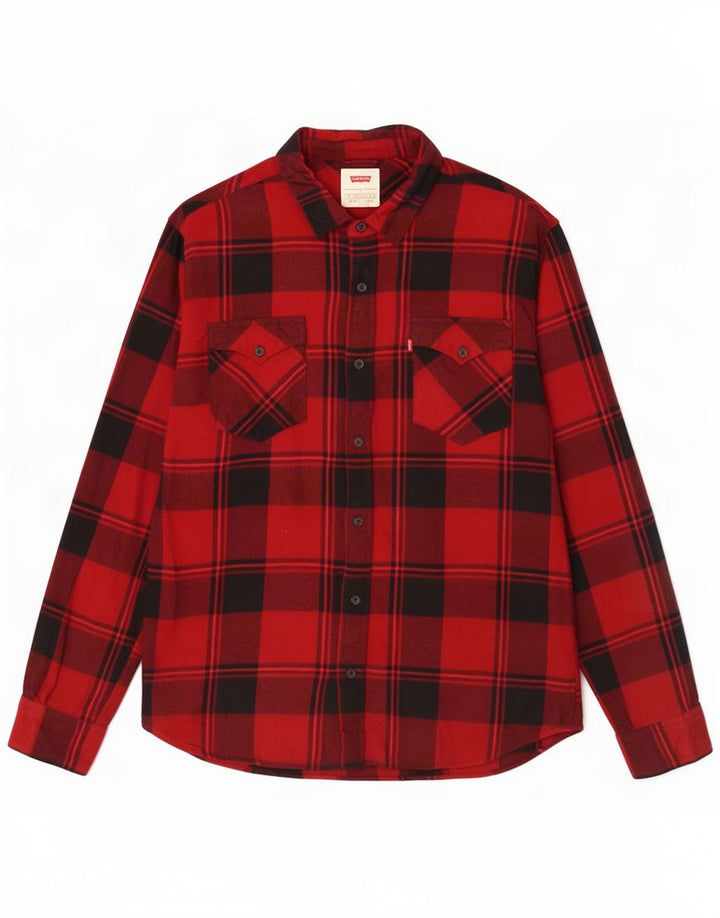Levi's Chemise Flannel Homme Rouge à Carreaux Large Coton
