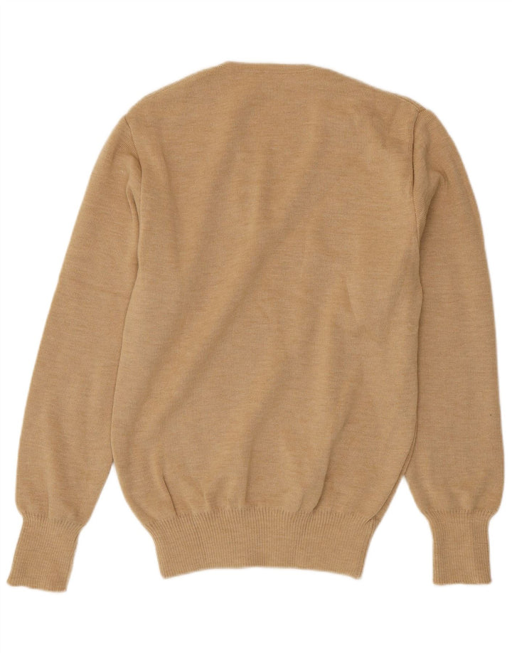 vintage Homme Col V Pull Pull IT 50 Acrylique Beige Moyen