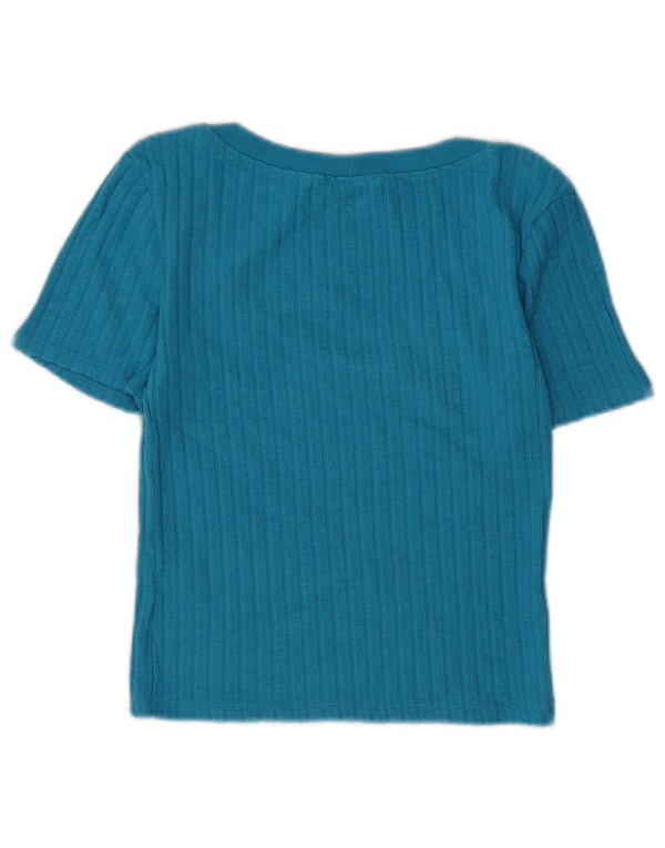 Zara Womens Crop T-Shirt Top UK 8 Petit Bleu Viscose