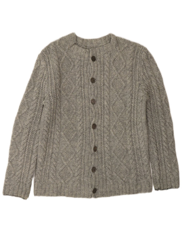 VINTAGE Pull Cardigan Femme UK 10 Petit Gris