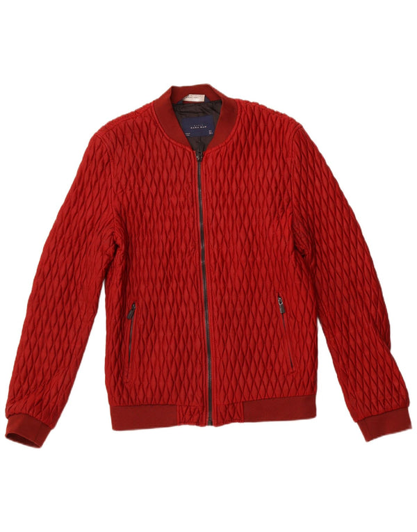 Zara Veste bomber matelassée pour homme UK 40 Large Rouge Polyester