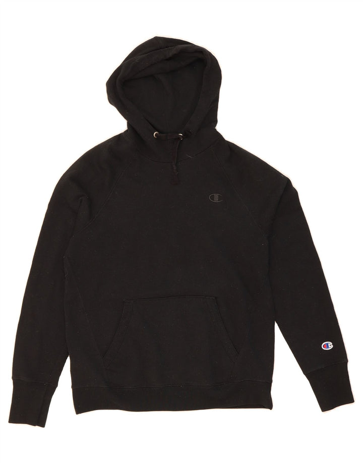 CHAMPION Womens Hoodie Jumper UK 14 Medium Black Polyester Vintage Champion and Second-Hand Champion from Messina Hembry 