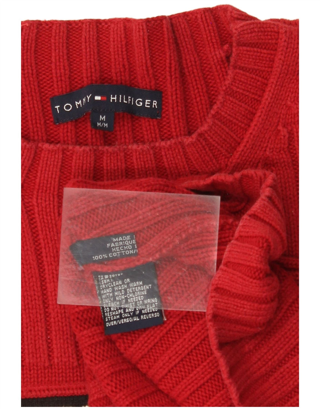 TOMMY HILFIGER Pull graphique à col rond pour femme UK 14 Rouge moyen