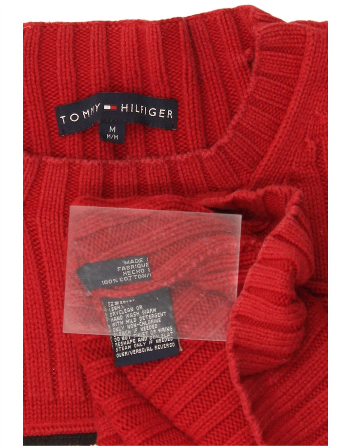 TOMMY HILFIGER Pull graphique à col rond pour femme UK 14 Rouge moyen