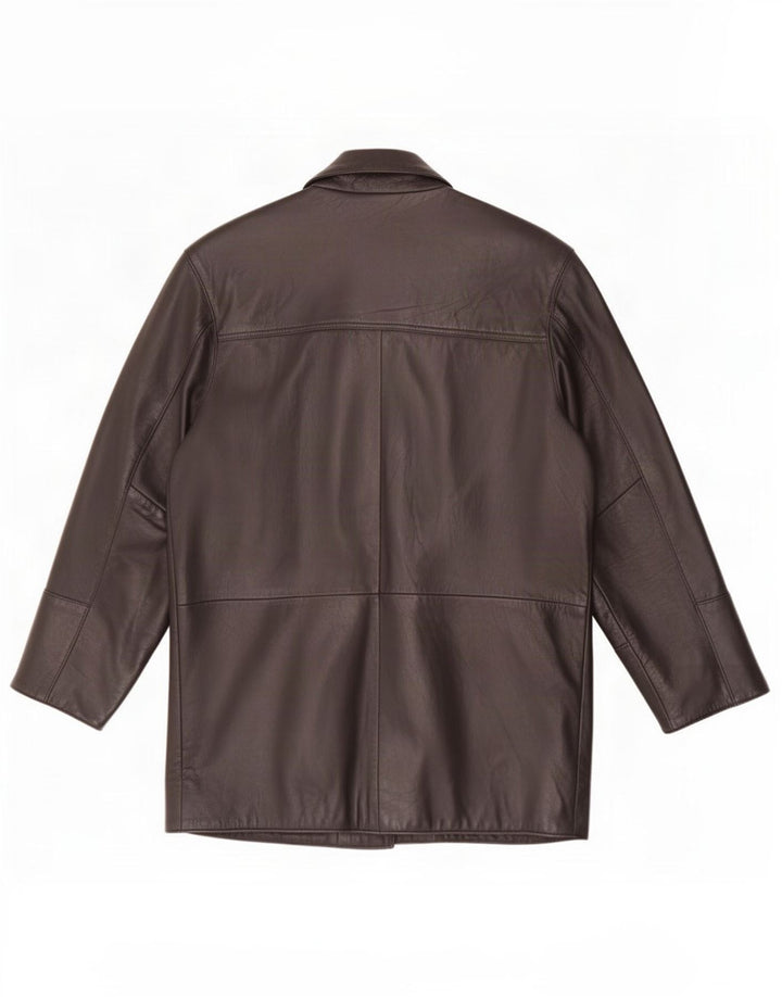Giorgio Mobiani Veste en cuir surdimensionnée pour femme UK 10 Small Noir