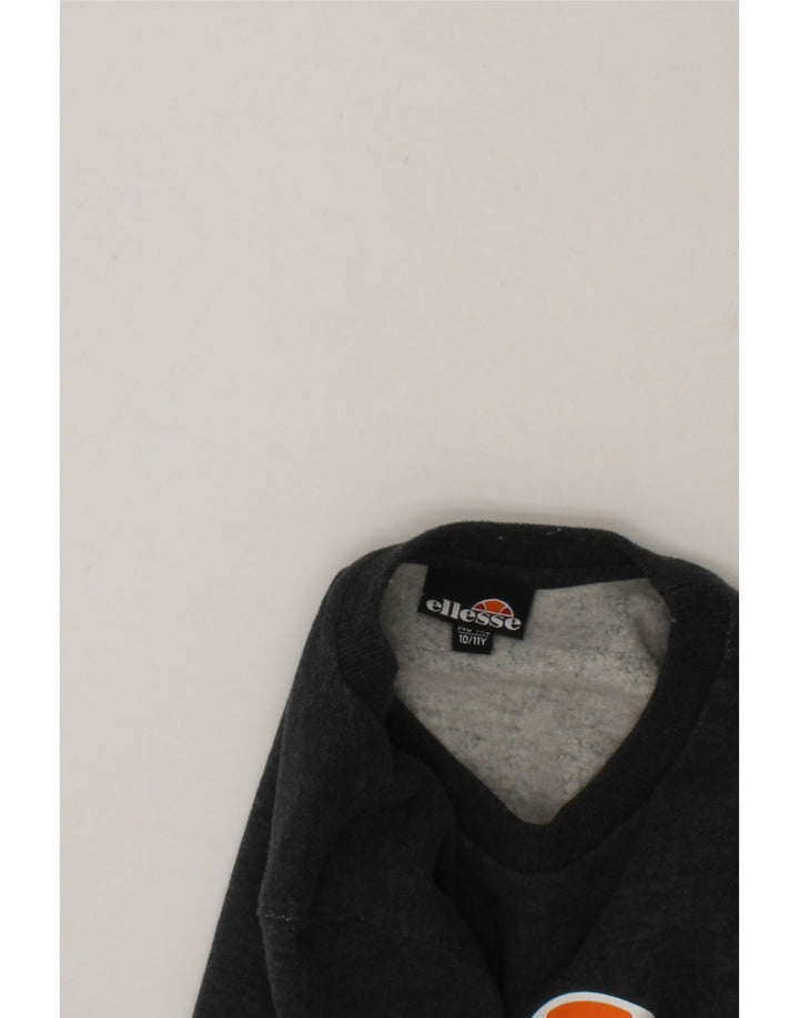 ELLESSE Boys Graphic Sweatshirt Jumper 10-11 Years Grey Cotton Vintage Ellesse and Second-Hand Ellesse from Messina Hembry 