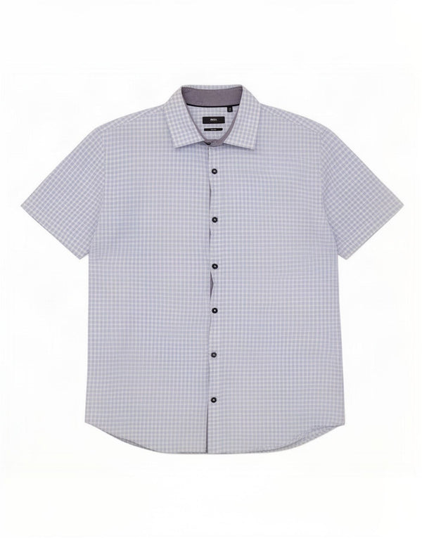 Hugo Boss Chemise slim à manches courtes pour homme Taille 41 16 Grand Vichy bleu